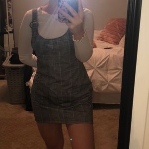 NWT. Overall dress black and white